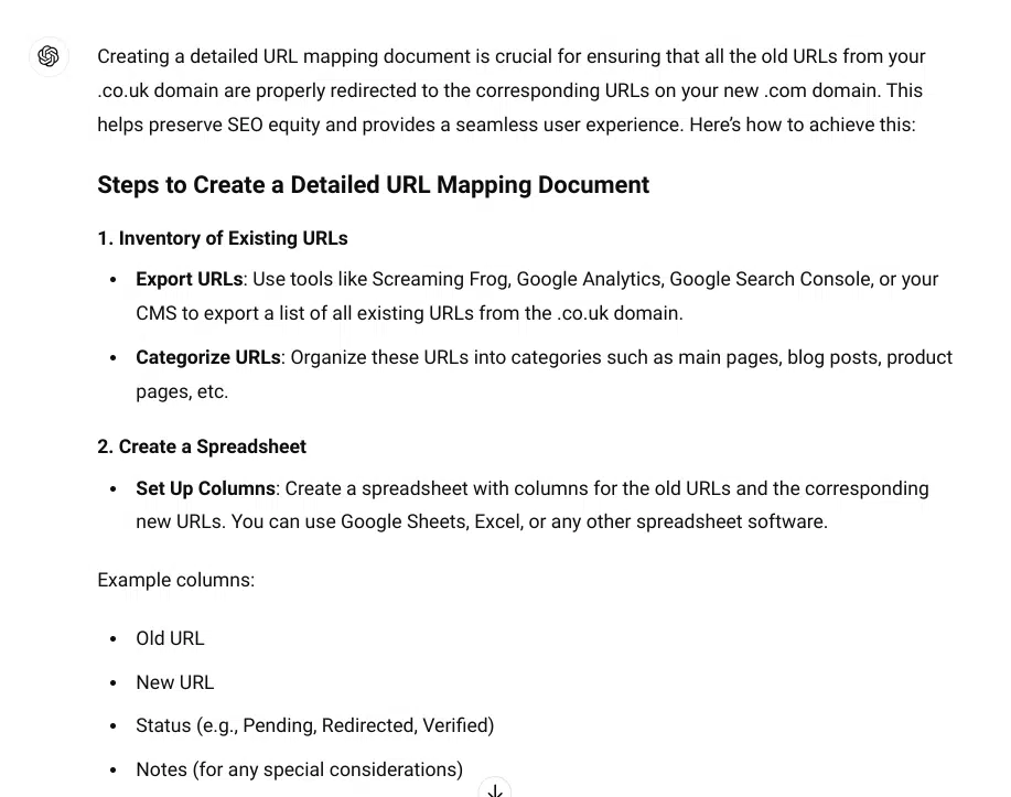 ChatGPT SEO checklists with action points