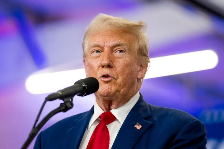 HOWELL, MICHIGAN - AUGUST 20: Republican presidential candidate former US President Donald Trump speaks during a visit to the Livingston County Sheriff's Office on August 20, 2024 in Howell, Michigan. Trump is visiting Michigan this week to discuss "crime and security" during a promotional event. (Photo by Nic Antaya/Getty Images)