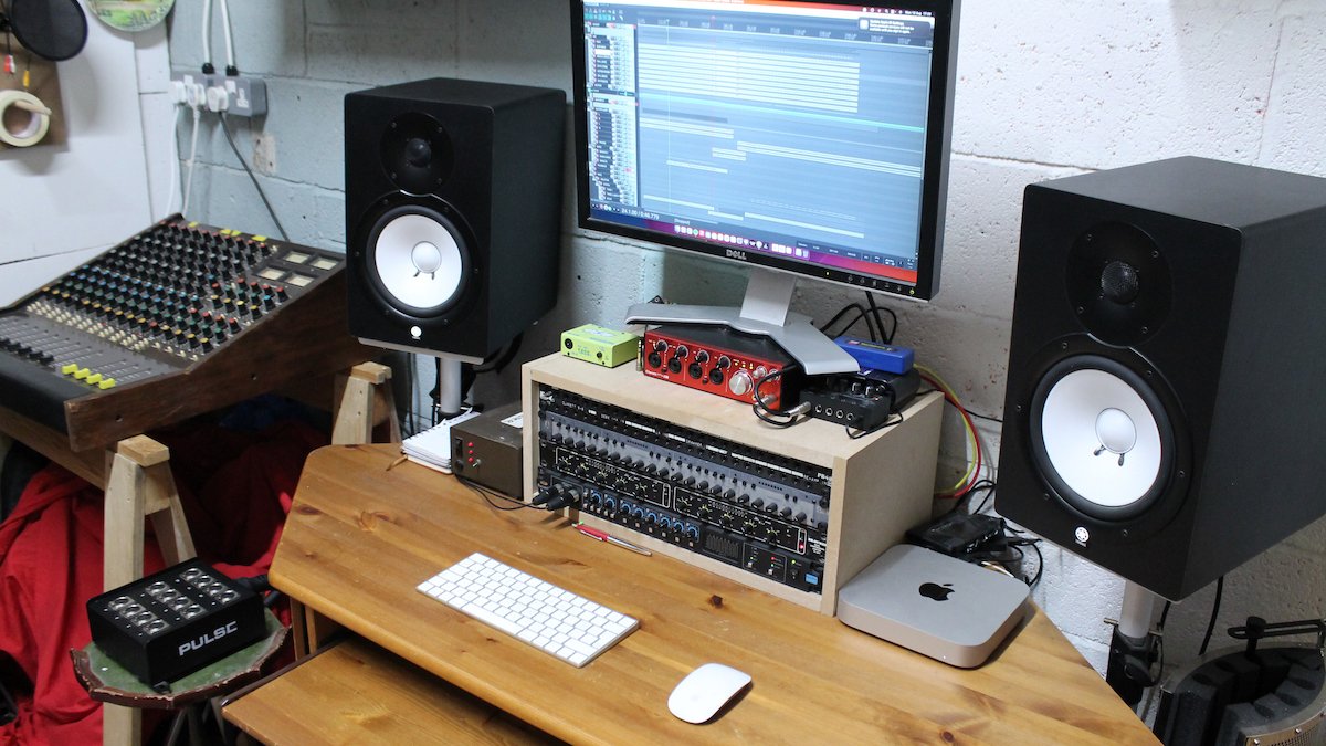 A recording set up for the purpose of recording bands