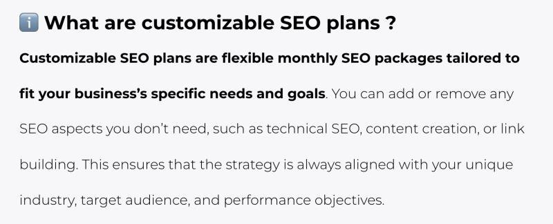 Customizable SEO Plans An interesting fact is that custom SEO packages are also an excellent choice for various types of businesses, whether it
