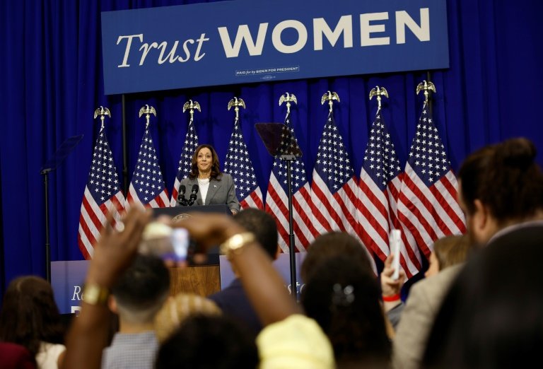 La vice-présidente des Etats-Unis et candidate démocrate à la présidentielle Kamala Harris lors d