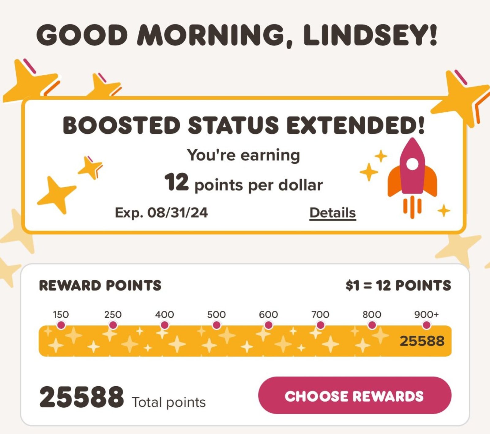 A Dunkin' reward sticker