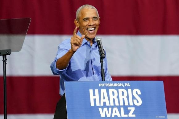 Barack Obama, during the demonstration in support of Kamala Harris, in Pittsburgh (Pennsylvania), October 10, 2024.