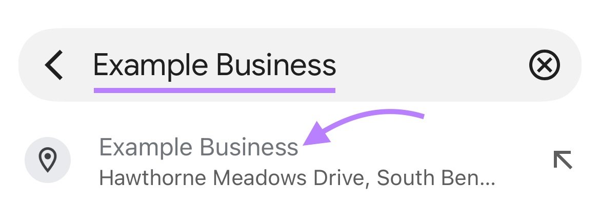 The name of a company entered on Google Maps and selected when it appears in Dropdown.