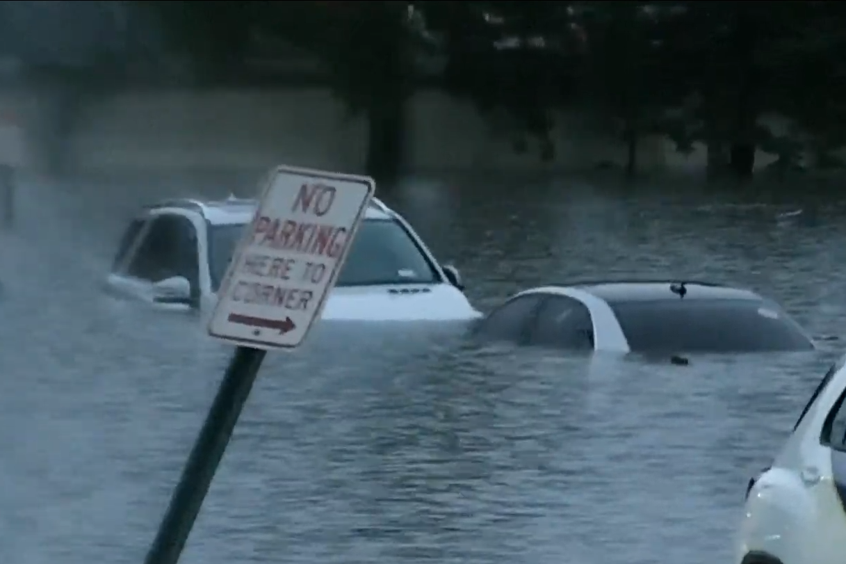 Flooding in Elmsford, New York, caught by CBS News