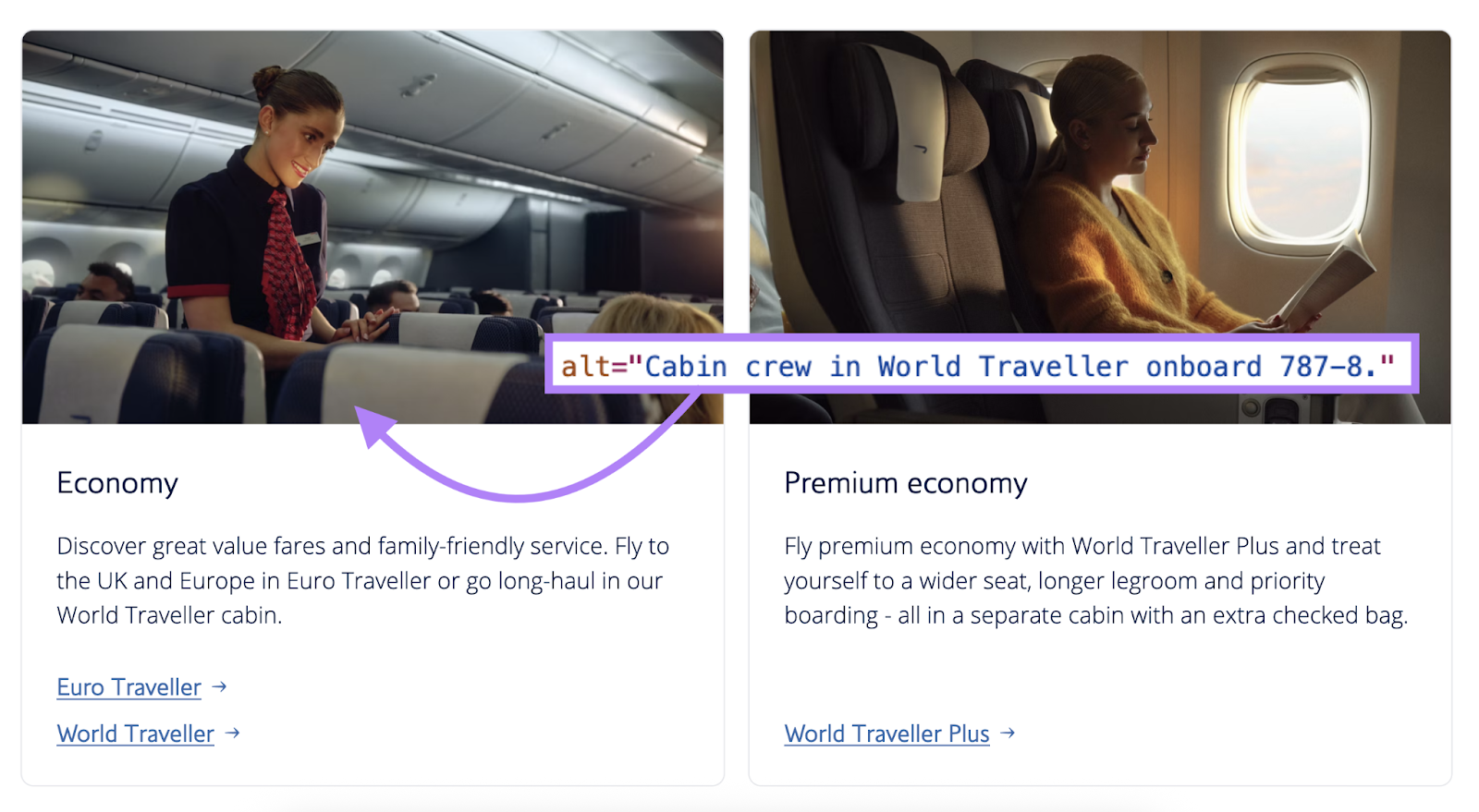 All Text says, cabin crew in world travelers on board 787-8.